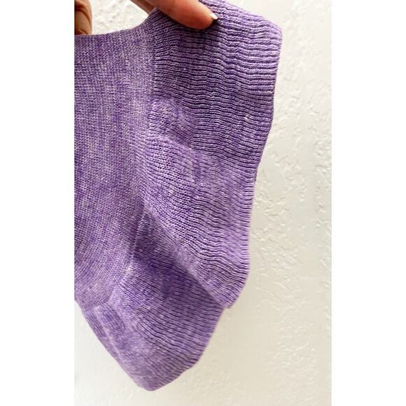 Margaret O'Leary Womens Flounce Italian Linen Lightweight Sweater Blouse Ruffle - Picture 2 of 8